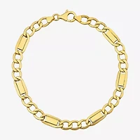 Made in Italy Unisex Adult 10K Gold 8 1/2 Inch Hollow Link Chain Bracelet