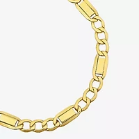 Made in Italy Unisex Adult 10K Gold 8 1/2 Inch Hollow Link Chain Bracelet