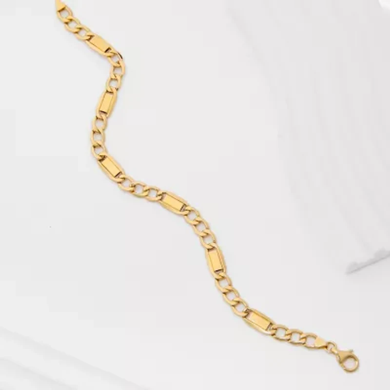 Made in Italy Unisex Adult 10K Gold 8 1/2 Inch Hollow Link Chain Bracelet
