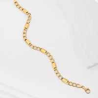 Made in Italy Unisex Adult 10K Gold 8 1/2 Inch Hollow Link Chain Bracelet