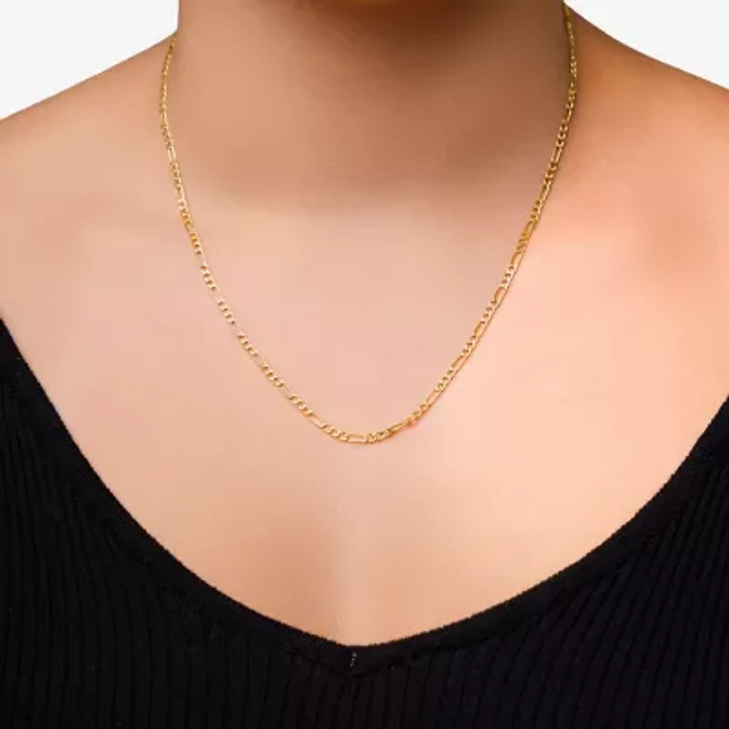 Made in Italy Unisex Adult 10K Gold 20 Inch Figaro Chain Necklace