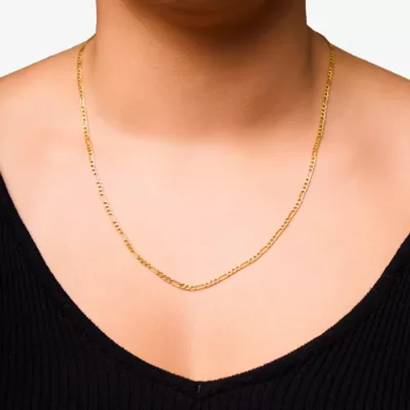 Made in Italy Unisex Adult 10K Gold 22 Inch Figaro Chain Necklace