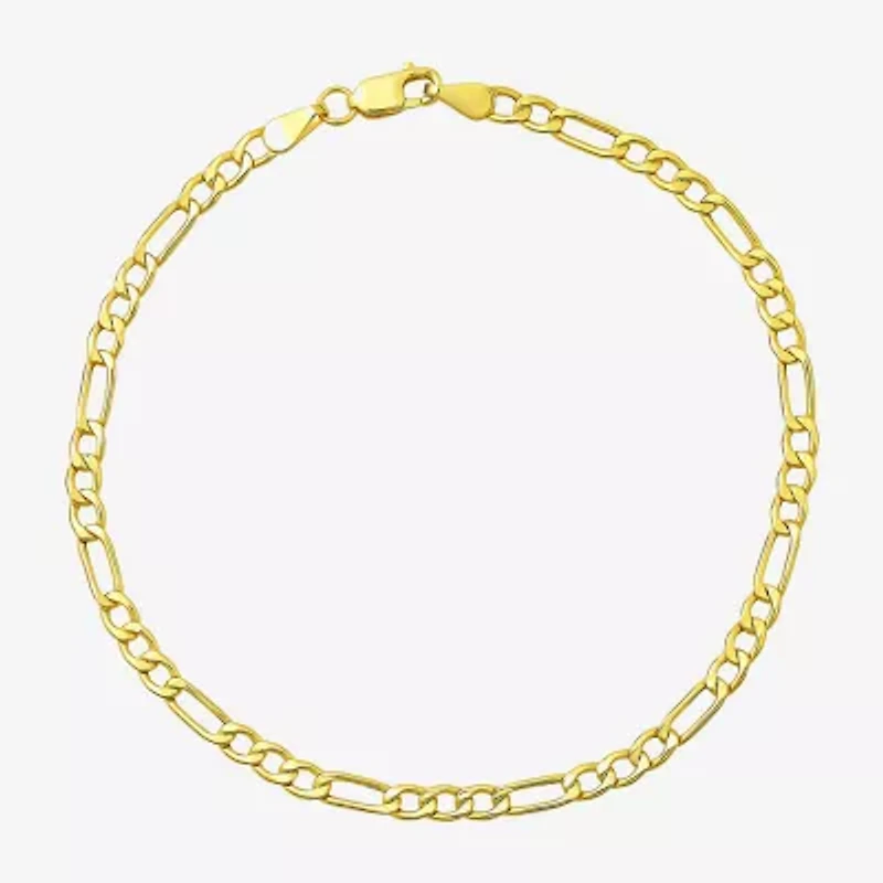 Made in Italy Unisex Adult 10K Gold 9 Inch Semisolid Figaro Chain Bracelet