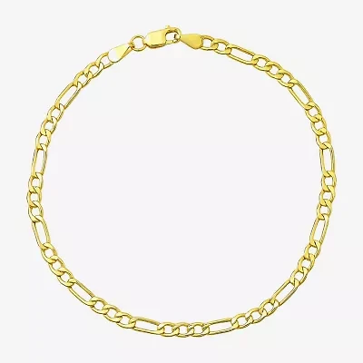 Made in Italy Unisex Adult 10K Gold 9 Inch Semisolid Figaro Chain Bracelet