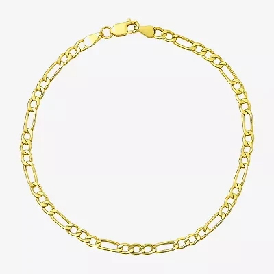 Made in Italy Unisex Adult 10K Gold 7.5 Inch Semisolid Figaro Chain Bracelet