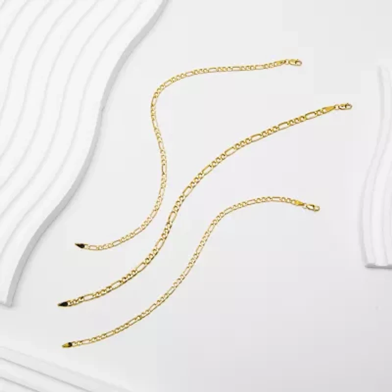 Made in Italy Unisex Adult 10K Gold 7.5 Inch Semisolid Figaro Chain Bracelet