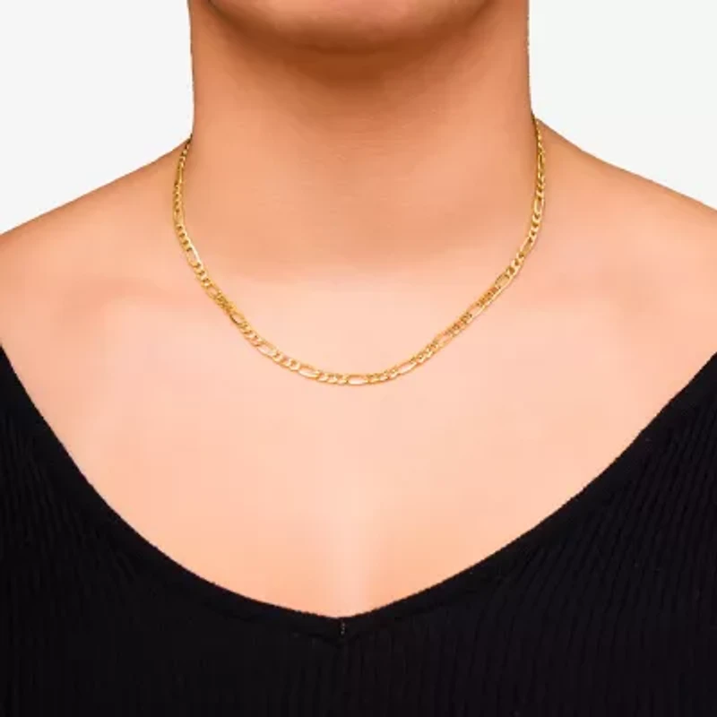 Made in Italy Unisex Adult 10K Gold 18 Inch Figaro Chain Necklace