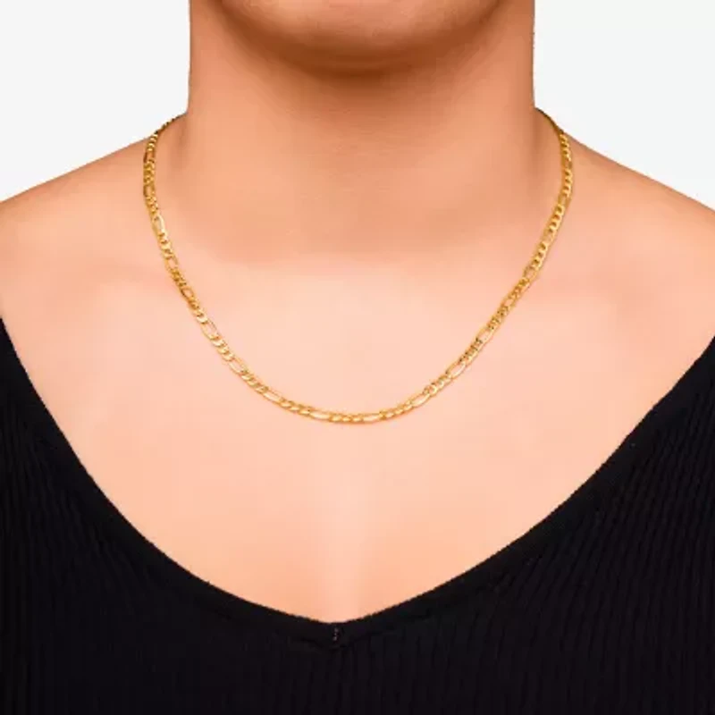 Made in Italy Unisex Adult 10K Gold 20 Inch Figaro Chain Necklace