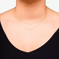 Made in Italy Womens 14K Gold Cross 17 Inch Pendant Necklace