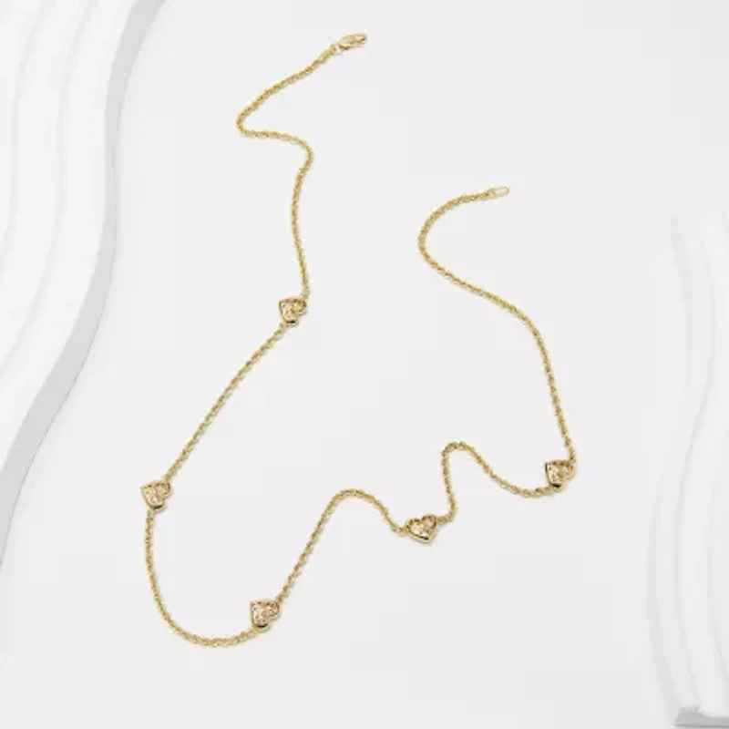 Womens 14K Gold Heart 18 Inch Pendant Necklace