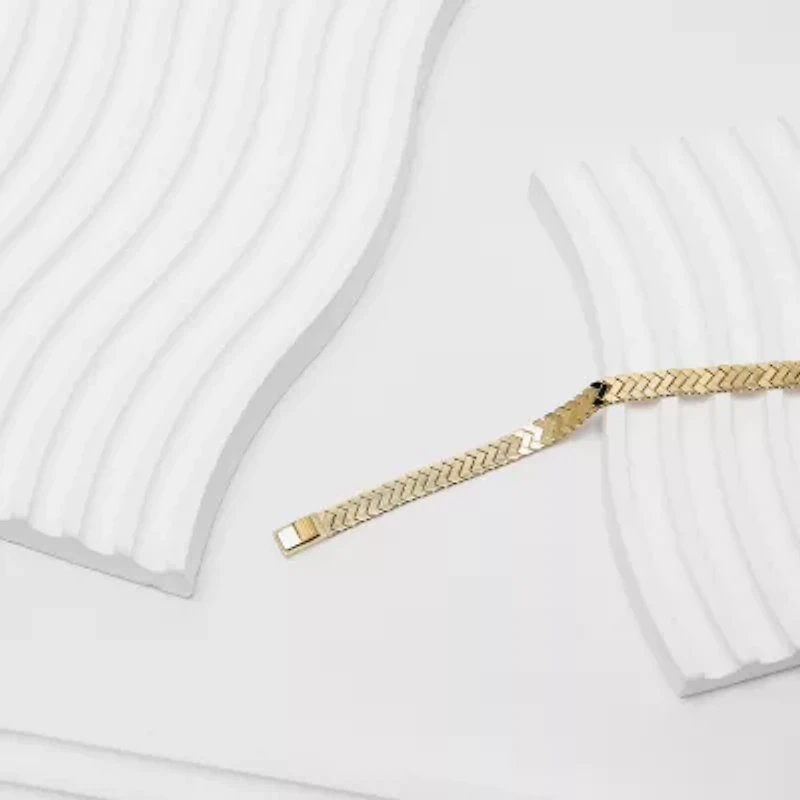 Womens 10K Gold Solid 7.5 Inch Link Bracelet