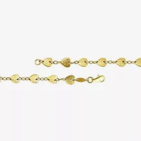 Womens 10K Gold Heart Charm Bracelet