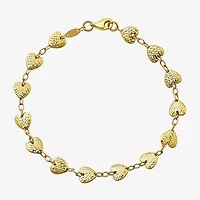Womens 10K Gold Heart Charm Bracelet