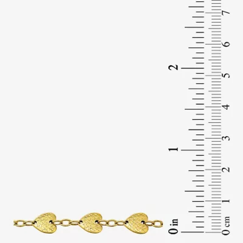 Womens 10K Gold Heart Charm Bracelet