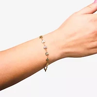 Womens 10K Gold Heart Charm Bracelet