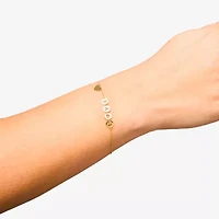 "Love" Womens 10K Gold Heart Charm Bracelet