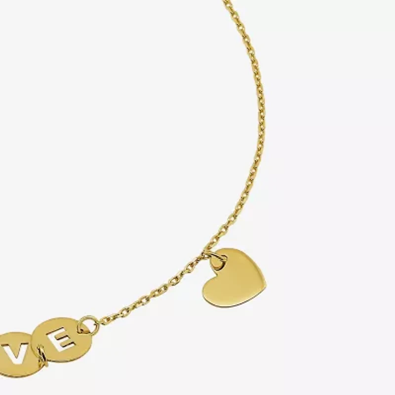 "Love" Womens 10K Gold Heart Charm Bracelet