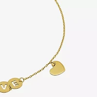 "Love" Womens 10K Gold Heart Charm Bracelet