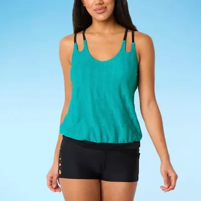 Free Country Womens Built Bra Stretch Fabric Tankini Swimsuit Top