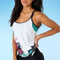 Free Country Womens Built In Bra Stretch Fabric Floral Tankini Swimsuit Top
