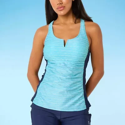 Free Country Womens Built Bra Striped Tankini Swimsuit Top