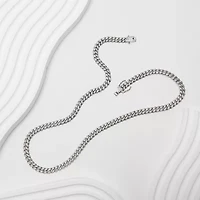 Mens Sterling Silver 22 Inch Link Chain Necklace