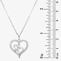 Diamonart Womens Cubic Zirconia Sterling Silver Heart 18 Inch Pendant Necklace
