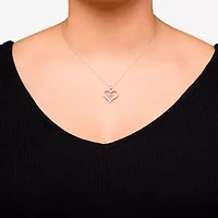 Diamonart Womens Cubic Zirconia Sterling Silver Heart 18 Inch Pendant Necklace