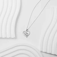 Diamonart Womens Cubic Zirconia Sterling Silver Heart 18 Inch Pendant Necklace
