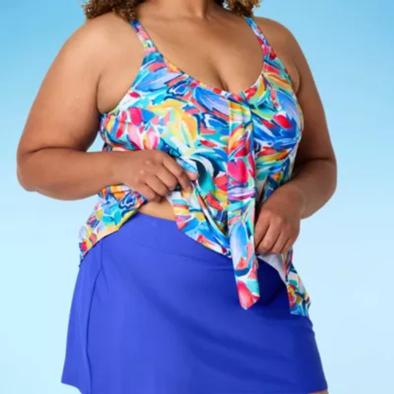 Sonnet Shores Womens Comfort Waistband Neon Plus Swim Skirt