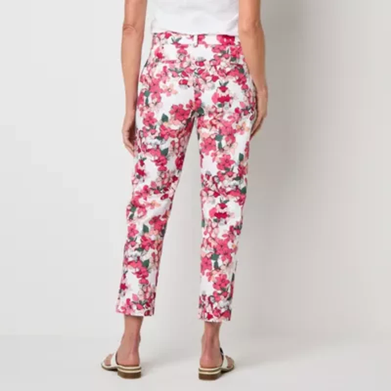 Liz Claiborne Emma Cotton Sateen Womens Ankle Mid Rise Pant