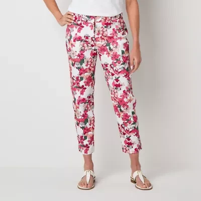 Liz Claiborne Emma Cotton Sateen Womens Ankle Mid Rise Pant