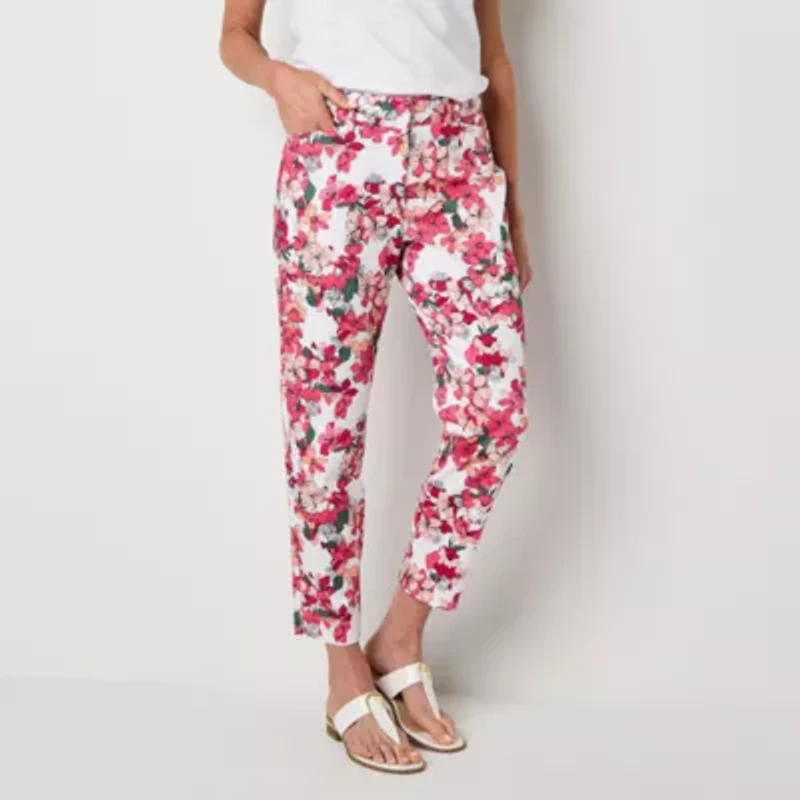 Liz Claiborne Emma Cotton Sateen Womens Ankle Mid Rise Pant