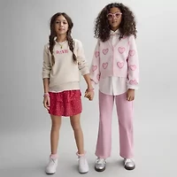 Thereabouts Little & Big Kid Girls Long Sleeve Button Hearts Cardigan