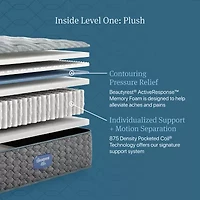 Beautyrest Level One 13.75" Plush Tight Top - Mattress + Adjustable Base