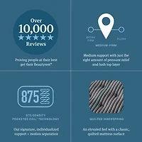 Beautyrest Level Two 14.75" Medium Pillow Top - Mattress + Adjustable Base