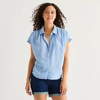 a.n.a Womens Short Sleeve Blouse
