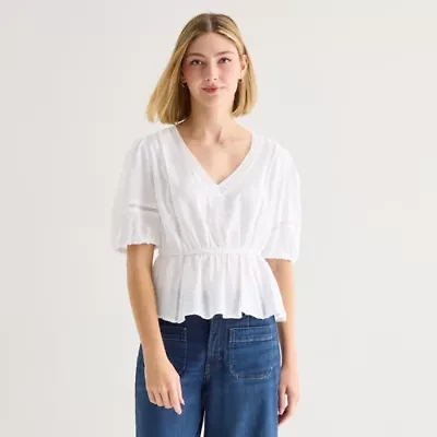 a.n.a Womens V Neck 3/4 Sleeve Blouse