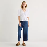 a.n.a Womens V Neck 3/4 Sleeve Blouse