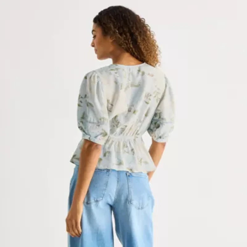 a.n.a Womens V Neck 3/4 Sleeve Blouse