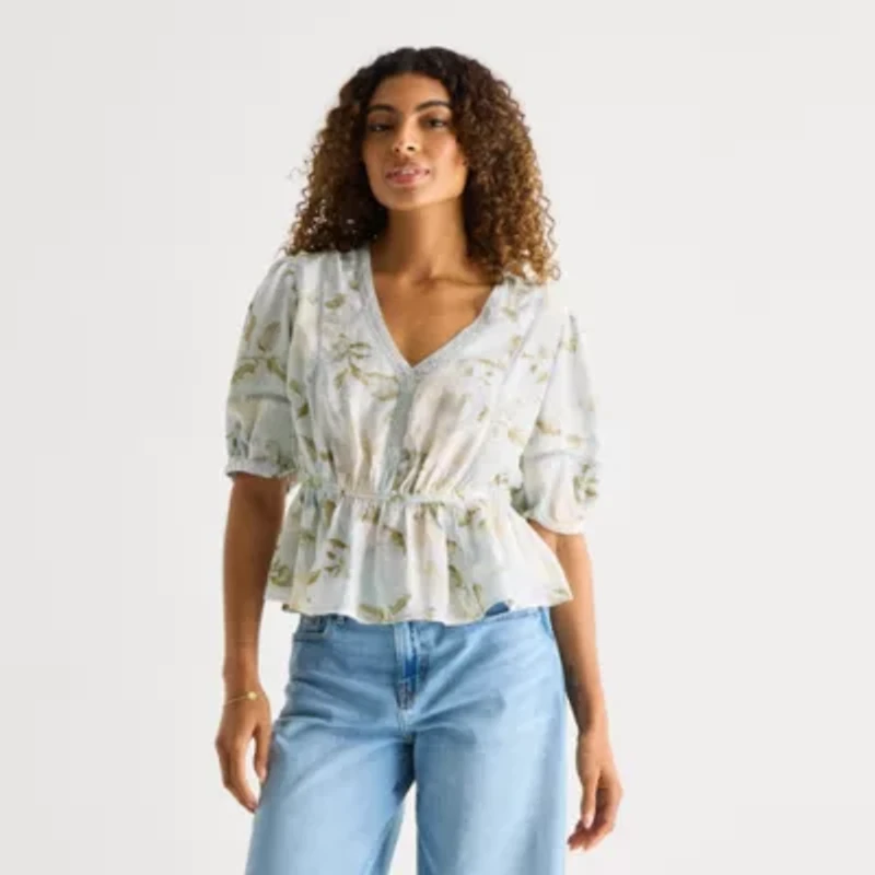 a.n.a Womens V Neck 3/4 Sleeve Blouse