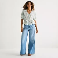 a.n.a Womens V Neck 3/4 Sleeve Blouse