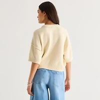 a.n.a Womens Crew Neck Short Sleeve Pullover Sweater