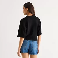 a.n.a Womens Crew Neck Short Sleeve Pullover Sweater
