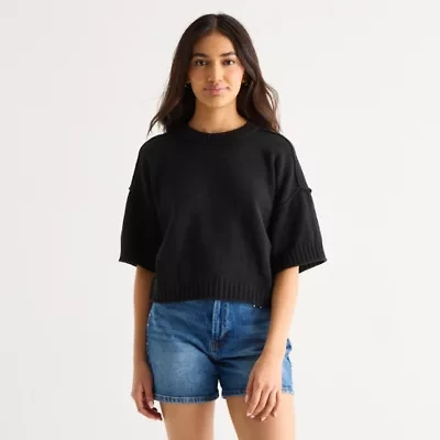 a.n.a Womens Crew Neck Short Sleeve Pullover Sweater