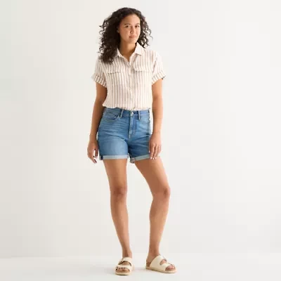 a.n.a Roll Cuff Womens 5" High Rise Denim Short