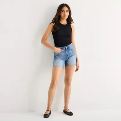 a.n.a Embellished Womens High Rise 5" Denim Short