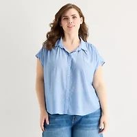 a.n.a Womens Plus Short Sleeve Blouse