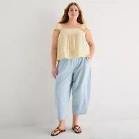 a.n.a Womens Plus Square Neck Short Sleeve Lace Blouse