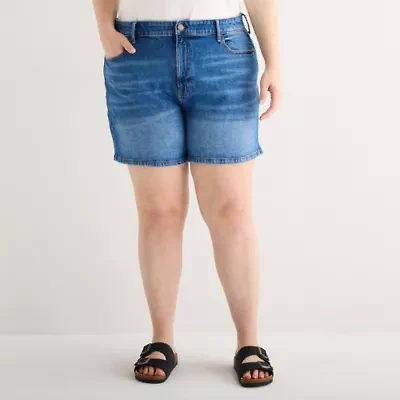 a.n.a Womens High Rise Plus Denim Short
